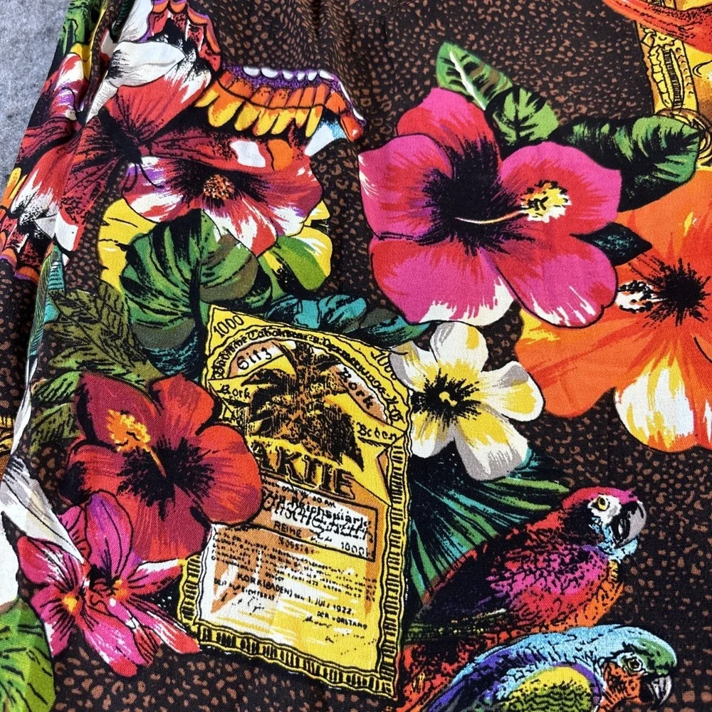 New Vintage Carole Little Skirt Women's 16 Sarong Bright Tropical Floral Beach